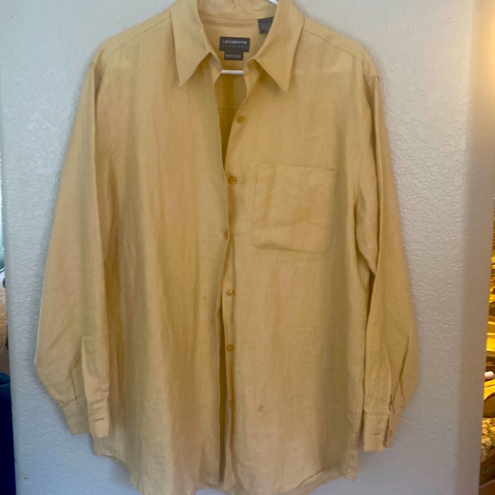 Women’s 100%linen blouse size large light Carmel color Liz Claiborne